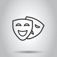 teater mask ikon i platt stil. komedi och tragedi vektor illustration på vit isolerat bakgrund. leende ansikte företag begrepp.