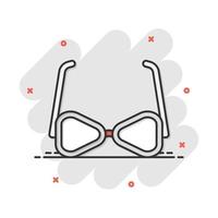 Vektor-Cartoon-Sonnenbrille-Symbol im Comic-Stil. Brillenzeichen-Illustrationspiktogramm. Sonnenbrille Business Splash-Effekt-Konzept. vektor