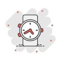 vektor tecknad serie Kolla på ikon i komisk stil. klocka tecken illustration piktogram. timer företag stänk effekt begrepp.