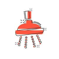 Duschschild-Symbol im Comic-Stil. badezimmer wasser gerät vektor cartoon illustration auf weißem hintergrund isoliert. Geschäftskonzept-Splash-Effekt waschen.