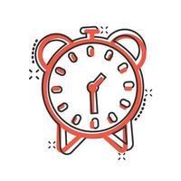Uhrensymbol im Comic-Stil. Uhr Cartoon-Vektor-Illustration auf weißem Hintergrund isoliert. Geschäftskonzept mit Timer-Splash-Effekt. vektor