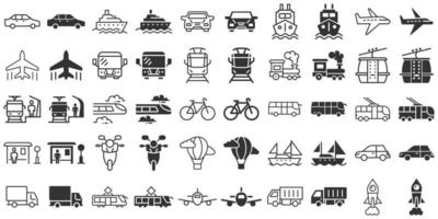 transport ikon uppsättning i platt stil. bil vektor samling illustration på vit isolerat bakgrund. frakt transport företag begrepp.
