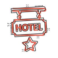 Hotel 1 Sternzeichen-Symbol im Comic-Stil. Inn Cartoon-Vektor-Illustration auf weißem Hintergrund isoliert. Geschäftskonzept mit Splash-Effekt für Hostelzimmerinformationen. vektor