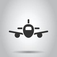 Flugzeug-Symbol im flachen Stil. Flugzeug-Vektor-Illustration auf weißem Hintergrund isoliert. Geschäftskonzept für Fluglinienflugzeuge. vektor