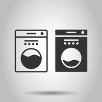 tvättning maskin ikon i platt stil. bricka vektor illustration på vit isolerat bakgrund. tvätt företag begrepp.