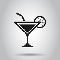 alkohol cocktail ikon i platt stil. dryck glas vektor illustration på isolerat bakgrund. Martini flytande företag begrepp.