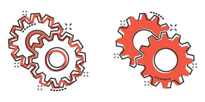 redskap vektor ikon i komisk stil. kugge hjul tecknad serie illustration på vit isolerat bakgrund. kugghjul kugghjul stänk effekt företag begrepp.