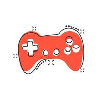 Joystick-Schild-Symbol im Comic-Stil. Gamepad-Vektor-Cartoon-Illustration auf weißem, isoliertem Hintergrund. Geschäftskonzept Splash-Effekt für Gaming-Konsolen-Controller. vektor