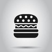 Burger Zeichen Symbol im eben Stil. Hamburger Vektor Illustration auf isoliert Hintergrund. Cheeseburger Geschäft Konzept.