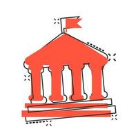 Bank byggnad ikon i komisk stil. regering arkitektur vektor tecknad serie illustration piktogram. museum företag begrepp stänk effekt.