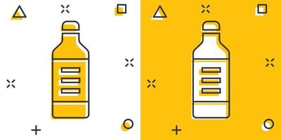 Flasche Milch-Symbol im Comic-Stil. Kolbenkarikatur-Vektorillustration auf weißem lokalisiertem Hintergrund. Geschäftskonzept mit Splash-Effekt für Getränkebehälter. vektor