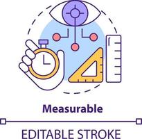 mätbar begrepp ikon. biometrisk data fördel abstrakt aning tunn linje illustration. mätning enskild funktioner. isolerat översikt teckning. redigerbar stroke vektor