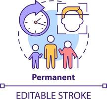 permanent begrepp ikon. biometrisk data fördel abstrakt aning tunn linje illustration. ej utgången Identifiering. isolerat översikt teckning. redigerbar stroke vektor