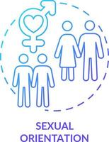 Sexual- Orientierung Blau Gradient Konzept Symbol. Vielfalt Art abstrakt Idee dünn Linie Illustration. lesbisch, Fröhlich und bisexuell Identität. isoliert Gliederung Zeichnung vektor