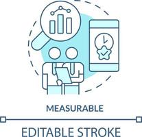 messbar Türkis Konzept Symbol. Vorteil von Digital Werbung abstrakt Idee dünn Linie Illustration. Zeit Management. isoliert Gliederung Zeichnung. editierbar Schlaganfall vektor