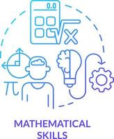 mathematisch Kompetenzen Blau Gradient Konzept Symbol. Algebra und Arithmetik. Programmierung Kompetenzen abstrakt Idee dünn Linie Illustration. isoliert Gliederung Zeichnung vektor