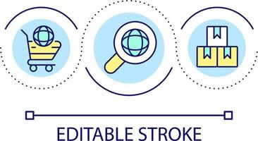 importera utländsk varor slinga begrepp ikon. försäljning objekt internationellt abstrakt aning tunn linje illustration. global marknadsföra. tillförsel kedja. isolerat översikt teckning. redigerbar stroke vektor