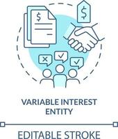 Variable Interesse Entität Türkis Konzept Symbol. Geschäft Konsolidierung Strategie abstrakt Idee dünn Linie Illustration. isoliert Gliederung Zeichnung. editierbar Schlaganfall vektor