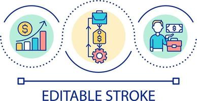 stigande lön slinga begrepp ikon. sysselsättning Betygsätta. tillväxt och utveckling. arbetskraft pris abstrakt aning tunn linje illustration. isolerat översikt teckning. redigerbar stroke vektor