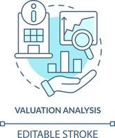 värdering analys turkos begrepp ikon. företag forskning. skede av fusion abstrakt aning tunn linje illustration. isolerat översikt teckning. redigerbar stroke vektor