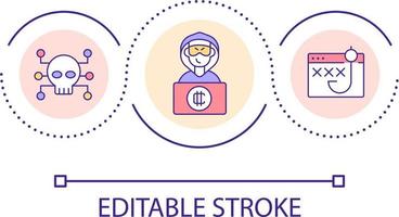 Phishing auf Krypto Plattformen Schleife Konzept Symbol. Hacker und Betrug Aktivität. verdächtig bietet an abstrakt Idee dünn Linie Illustration. isoliert Gliederung Zeichnung. editierbar Schlaganfall vektor