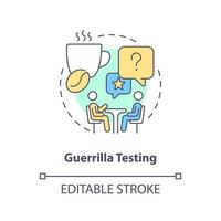 Guerilla testen Konzept Symbol. echt Klient Rückmeldung. zufällig Teilnehmer. Benutzerfreundlichkeit abstrakt Idee dünn Linie Illustration. isoliert Gliederung Zeichnung. editierbar Schlaganfall vektor