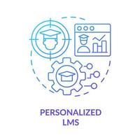 personalisiert lms Blau Gradient Konzept Symbol. anpassen Einstellungen. Lernen Verwaltung System Feature abstrakt Idee dünn Linie Illustration. isoliert Gliederung Zeichnung vektor