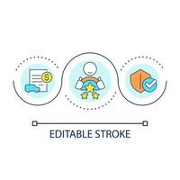 Treiber Sicherheit Schleife Konzept Symbol. Auto finanziell Abdeckung. Auto Finanzen Schutz. Versicherung Bedienung abstrakt Idee dünn Linie Illustration. isoliert Gliederung Zeichnung. editierbar Schlaganfall vektor