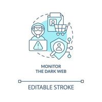 Monitor dunkel Netz Türkis Konzept Symbol. prüfen persönlich ausgesetzt Daten abstrakt Idee dünn Linie Illustration. isoliert Gliederung Zeichnung. editierbar Schlaganfall vektor