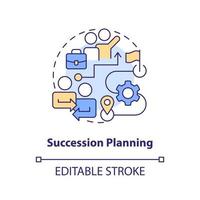 Nachfolge Planung Konzept Symbol. bestehender Angestellte Entwicklung. es Personal Modell- abstrakt Idee dünn Linie Illustration. isoliert Gliederung Zeichnung. editierbar Schlaganfall vektor
