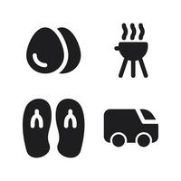 Abenteuer Symbole Satz. Ei, Grill, Flip floppen, van Wagen. perfekt zum Webseite Handy, Mobiltelefon Anwendung, App Symbole, Präsentation, Illustration und irgendein andere Projekte vektor