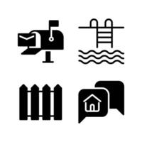 echt Nachlass Symbole Satz. Post Post, Schwimmen Schwimmbad, Zaun, Gespräch. perfekt zum Webseite Handy, Mobiltelefon Anwendung, App Symbole, Präsentation, Illustration und irgendein andere Projekte vektor