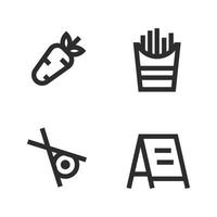 Essen trinken Symbole Satz. Karotte, Französisch Fritten, Sushi, Speisekarte. perfekt zum Webseite Handy, Mobiltelefon Anwendung, App Symbole, Präsentation, Illustration und irgendein andere Projekte vektor