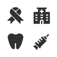 medizinisch Symbole Satz. AIDS Band, Krankenhaus, Zahn Zahn, Spritze. perfekt zum Webseite Handy, Mobiltelefon Anwendung, App Symbole, Präsentation, Illustration und irgendein andere Projekte vektor