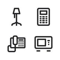 Elektronik Gerät Symbole Satz. Lampe, Taschenrechner, Telefon, Ofen. perfekt zum Webseite Handy, Mobiltelefon Anwendung, App Symbole, Präsentation, Illustration und irgendein andere Projekte vektor