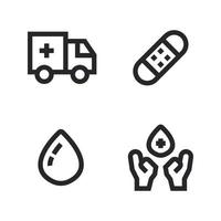 medizinisch Symbole Satz. Krankenwagen, Bandage, Blut, geben Blut. perfekt zum Webseite Handy, Mobiltelefon Anwendung, App Symbole, Präsentation, Illustration und irgendein andere Projekte vektor