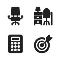 företag förvaltning ikoner uppsättning. ffice stol, skrivbord, kalkylator, mål mål. perfekt för hemsida mobil app, app ikoner, presentation, illustration och några Övrig projekt vektor