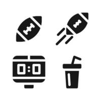 amerikan fotboll ikoner uppsättning. rugby, skjuta, Göra styrelse, soda. perfekt för hemsida mobil app, app ikoner, presentation, illustration och några Övrig projekt vektor