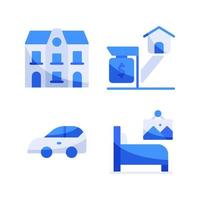 verklig egendom ikoner uppsättning. lägenhet, fast egendom, bil, sovrum. perfekt för hemsida mobil app, app ikoner, presentation, illustration och några Övrig projekt vektor