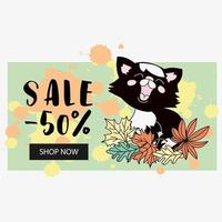 Katze Verkauf Banner Geschäft Tier Haustier Vektor Illustration einstellen