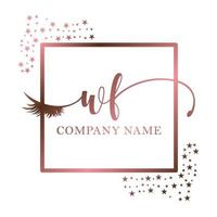 Initiale Logo wf Handschrift Frauen Wimper bilden kosmetisch Hochzeit modern Prämie vektor