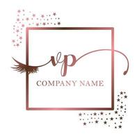 Initiale Logo vp Handschrift Frauen Wimper bilden kosmetisch Hochzeit modern Prämie vektor