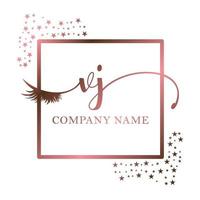 Initiale Logo vj Handschrift Frauen Wimper bilden kosmetisch Hochzeit modern Prämie vektor