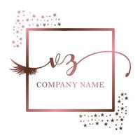 Initiale Logo vz Handschrift Frauen Wimper bilden kosmetisch Hochzeit modern Prämie vektor