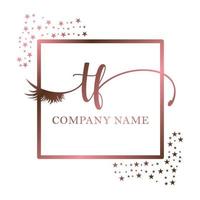 Initiale Logo tf Handschrift Frauen Wimper bilden kosmetisch Hochzeit modern Prämie vektor