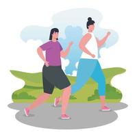 marathoner kvinnor springer utomhus vektor