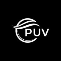Puv Brief Logo Design auf schwarz Hintergrund. Puv kreativ Kreis Logo. Puv Initialen Brief Logo Konzept. Puv Brief Design. vektor