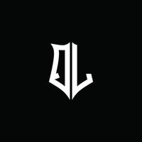 ql-Monogramm-Brief-Logo-Band mit Schild-Stil auf schwarzem Hintergrund isoliert vektor