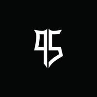 ps monogram brev logotyp band med sköld stil isolerad på svart bakgrund vektor
