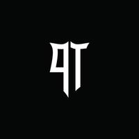 pt monogram brev logotyp band med sköld stil isolerad på svart bakgrund vektor